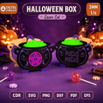 Halloween Candy Box Laser Cut Files | Spooky Party Favor Box SVG DXF EPS PDF | Pumpkin Ghost Bat Treat Box Template | Digital Download - Image 2