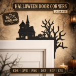 Halloween Door Corners Laser Cut Files | Spooky Door Frame Decor SVG DXF PDF | Haunted House Halloween CNC Template - Image 2