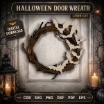 Halloween Front Door Wreath SVG Bundle | Pumpkin Ghost Bat Door Hanger Laser Cut Files | Fall Porch Decor Digital Download - Image 2