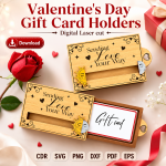 Valentine Gift Card Holder SVG | Valentine's Day Laser Cut File | Digital Download - Image 3