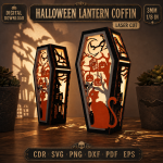 Halloween Lantern Coffin CNC Laser Cut Template - Image 2