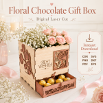 Flowers & Chocolate Gift Box Laser Cut Files, SVG DXF PDF Bundle, Gift Packaging Template - Image 2