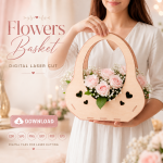 Flower Basket SVG Bundle, Laser Cut Gift Basket Template, DIY Home Decor and Gift Packaging - Image 3