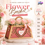 Flower Basket SVG Bundle, Laser Cut Gift Basket Template, DIY Home Decor and Floral Display - Image 2