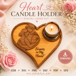 Heart Candle Holder Laser Cut Files, SVG DXF PDF Bundle, Romantic Gift Template, Instant Download - Image 2