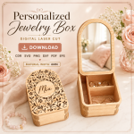 Jewelry Box Laser Cut Files, SVG DXF PDF Bundle, Wooden Mirror Organizer, Instant Download - Image 3