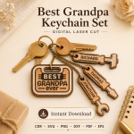 Laser Cut Mom Dad Keychains SVG, Family Keychain Bundle, Glowforge Cricut Instant Download - Image 3