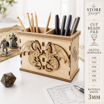 Dragon Desk Organizer Laser Cut File, Fantasy Desk Storage SVG, Wooden Pencil Holder DXF PDF EPS PNG, Digital Download - Image 13