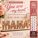 Mom Love You Desk Sign SVG, Laser Cut Gift for Mom, Glowforge Cricut CNC Files - Image 3