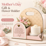 Flower Holder Laser Cut Files, SVG DXF PDF Bundle, Mother's Day Gift Box Download - Image 3