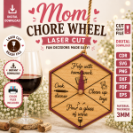 Mom Chore Wheel Laser Cut SVG, Family Chore Chart Files, Glowforge Cricut Template, Kids Routine Planner - Image 11