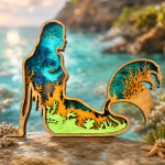 Mermaid SVG 3D Layered Silhouette, Ocean Fantasy Cut File, Glowforge Laser Cut 6 Layer - Image 2