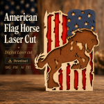 American Flag Horse SVG, 3D Layered