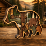Bear SVG 3D Layered Mandala, Cute Cub Animal Cut File, Glowforge Laser Cut - Image 3