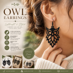 Owl Earrings SVG, Laser Cut Owl Earrings, Wooden Owl Jewelry Template, Glowforge File, Cricut Cut File, Digital Download - Image 2