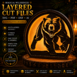 3D Bear Wood Lantern Bundle Pack 9 Cutting Laser File, Tealight Candle Holder Night Lamp Glowforge Set, 3D Silhouette Light Box Decor Xtool - Image 2