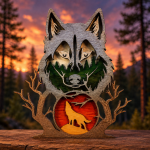 Wolf SVG 3D Layered Mandala, Woodland Animal Cut File, Glowforge Laser Cut Multilayer - Image 2