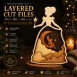 14x HUGE Bundle Princess Fairy Multilayer 3D Wooden Engraved Laser Cut File, Decoration Ornament Glowforge Make, Svg Dxf Pdf Ai Lbrn Files - Image 7