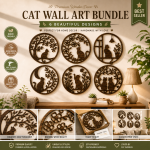 Cat Wall Art Bundle SVG | 6 Cat Wooden Wall Decor Designs | Laser Cut Files | Cat Lover Gift | CNC DXF EPS PNG AI Digital Download