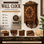 Wooden Wall Clock SVG | 3D Laser Cut Clock Files | DIY Wooden Clock Puzzle | Glowforge xTool LightBurn DXF AI EPS PDF
