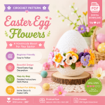 Easter Egg Flowers Crochet Pattern, Floral Home Decor PDF Pattern, Spring Crochet Decoration, Cottagecore Decor
