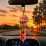 Heart Leaves Jellyfish Crochet Pattern PDF, Car Mirror Hanging Charm, Rear View Mirror Decor, Cute Amigurumi Gift - Image 6