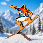 Snowboarder SVG 3D Layered Mountain Silhouette, Alpine Extreme Sports, Glowforge Laser Cut 7 Layer - Image 3