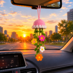 Cosmos Flower Jellyfish Crochet Pattern PDF, Floral Amigurumi Tutorial, Car Hanging Crochet Pattern, Rear View Mirror Decor - Image 4