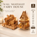 Fairy House Nightlight Laser Cut Files, SVG DXF PDF Bundle, Kids Bedroom Wall Decor