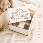 Kids Memory Boxes Bundle Laser Cut Files, Baby Keepsake Box SVG, Children Storage Box DXF, Personalized Wooden Memory Box, CDR PNG PDF EPS - Image 3
