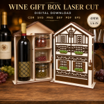 Wine Gift Box Laser Cut Bundle, Wooden Wine Box SVG, CNC Wine Holder Template, Bottle Gift Box DXF PDF EPS, Laser Cut Digital File - Image 3
