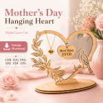 Hanging Heart Laser Cut Files, SVG DXF PDF Bundle, Mother's Day Keepsake Ornament Download - Image 4