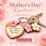 Mother’s Day Keychain SVG Bundle, Laser Cut Mom Keepsake, Personalized Gift for Mother - Image 4