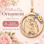 Mother's Day Ornament Laser Cut Files, SVG DXF PDF Bundle, Family Keepsake Download - Image 4
