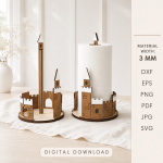Paper Towel Roll Holder Bundle Laser Cut Files | Kitchen Towel Stand SVG | Wooden Paper Towel Dispenser DXF | CNC Cut File | Glowforge Digital Download - Image 3