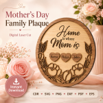 Mother's Day Gift for Mom | Personalized Wooden Sign Laser Cut File | Instant Download - Image 4