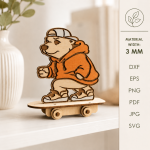 3D Skateboarding Animals Laser Cut Files | Animal Skateboard SVG Bundle | Kids Nursery Decor Glowforge CNC Digital Download - Image 3
