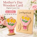 Mother's Day Gift for Mom | Wooden Greeting Card Laser Cut File | SVG DXF PDF EPS PNG CDR Download - Image 4