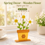 Spring Floral Decor Laser Cut File | Wooden Flower SVG | Farmhouse Decoration | Digital Download - Image 3