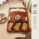 S’mores Station Tray Laser Cut Bundle, Camping Treat Holder SVG, Marshmallow Bar CNC Template, DXF PDF EPS - Image 9