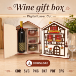 Wooden Wine Gift Box Template | Wine Bottle Holder SVG | Laser Cut File for Glowforge - Image 4
