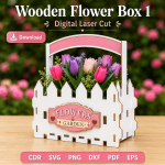 Flower Gift Box SVG | Wooden Floral Display Box | Digital Download | CDR SVG PNG DXF PDF EPS - Image 4