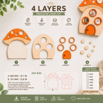 Mushroom Photo Frame SVG | 3D Wooden Picture Frame Laser Cut Files | Nursery Decor | Cricut Glowforge xTool | SVG DXF PNG PDF - Image 3