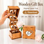 Photo Memory Box Laser Cut File | Wooden Love Gift Box SVG | Glowforge CNC Template - Image 4