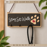 Dog Leash Holders Laser Cut Bundle, Pet Leash Rack SVG, Dog Collar Hanger, Paw Wall Hooks, CNC Digital Download Files - Image 3