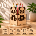 Cute Animal Pencil Holder SVG Bundle | Animal Desk Organizer Laser Cut Files | SVG DXF EPS AI PDF for Cricut & Glowforge - Image 3