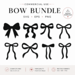 Coquette Bow SVG Bundle, 20 Ribbon Bow Designs, Cute Aesthetic Bow Cut Files for Cricut, PNG EPS SVG, Commercial Use - Image 4