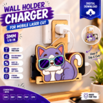 Wall Mounted Phone Charger Holder, Laser Cut Design, Mobile Phone Dock Station, Cable Holder Organizer Gift - Image 3