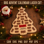 Dog Advent Calendar Laser Cut SVG, Christmas Dog Treat Countdown Calendar DXF, Pet Advent Box CNC Digital File - Image 3