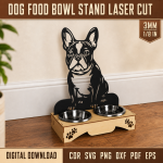 Dog Food Bowl Stand Laser Cut SVG | Elevated Pet Feeder CNC File | Wooden Raised Dog Bowl Holder Template | Pet Feeding Station DXF PDF EPS - Image 3